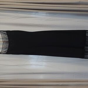 Cache Black Beaded Fringe Midi Dress